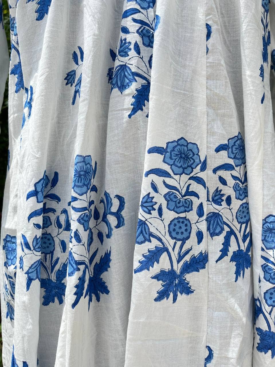 Handmade Indian Block Floral Printed Organic Cotton Gown
