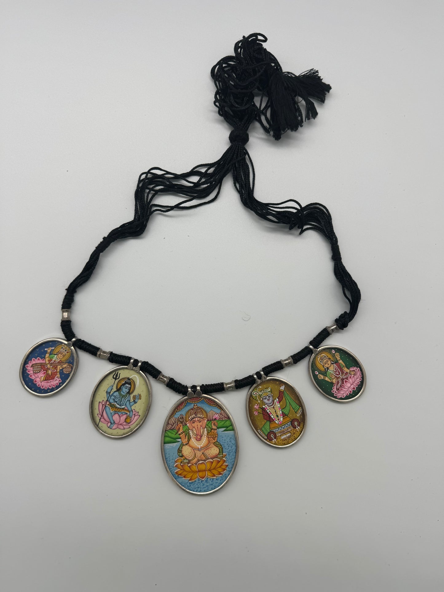 Silver & Silk Indian Deity Choker