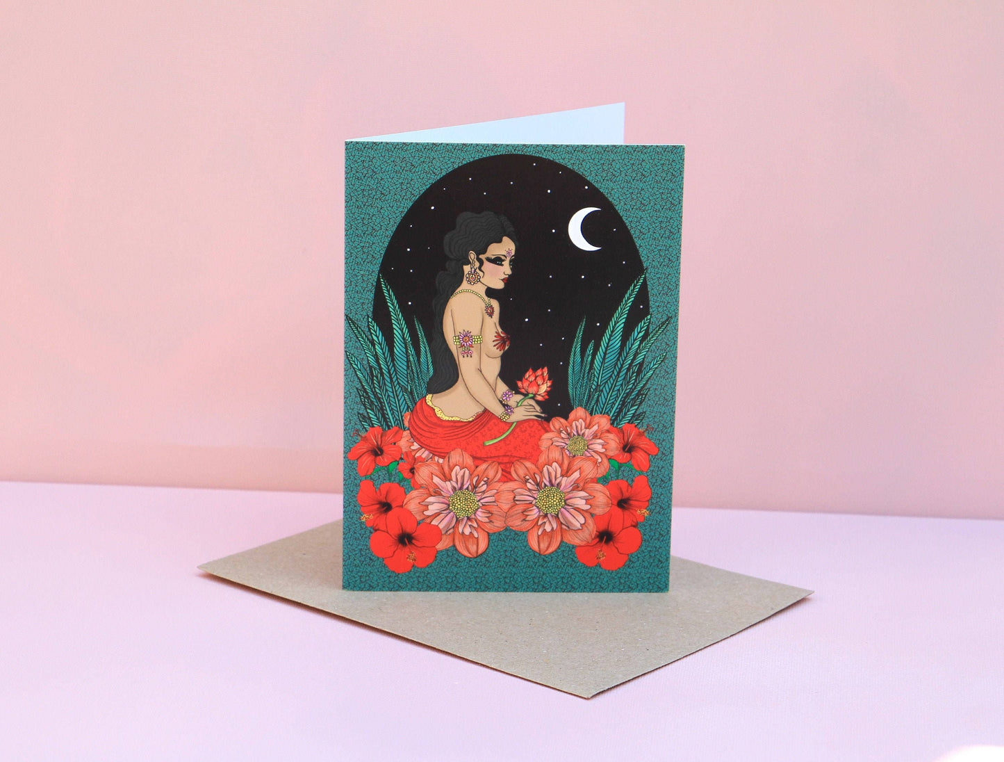 Durga Goddess by the Riverside Greetings Card