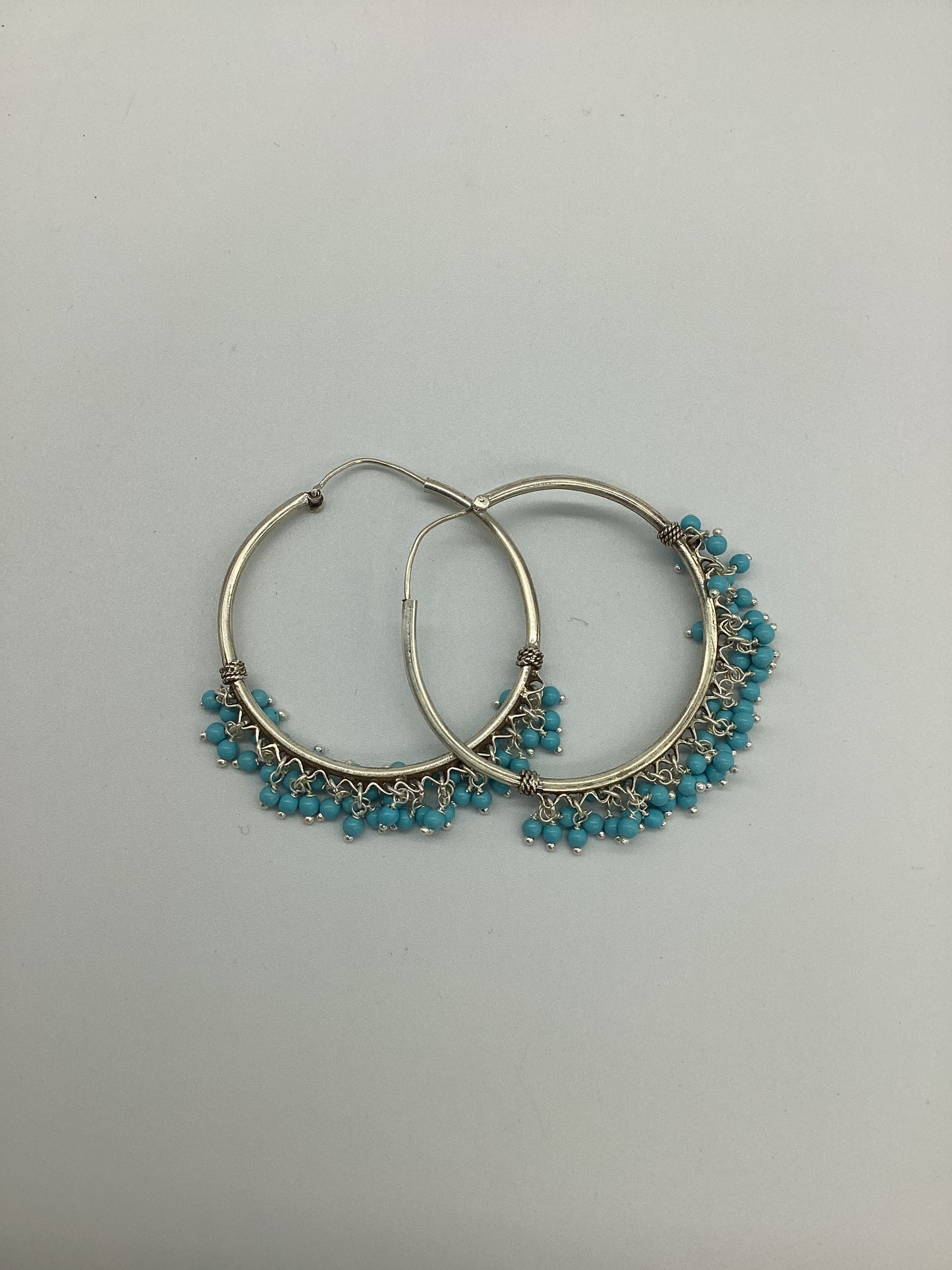 Silver & Turquoise Hoop Earrings