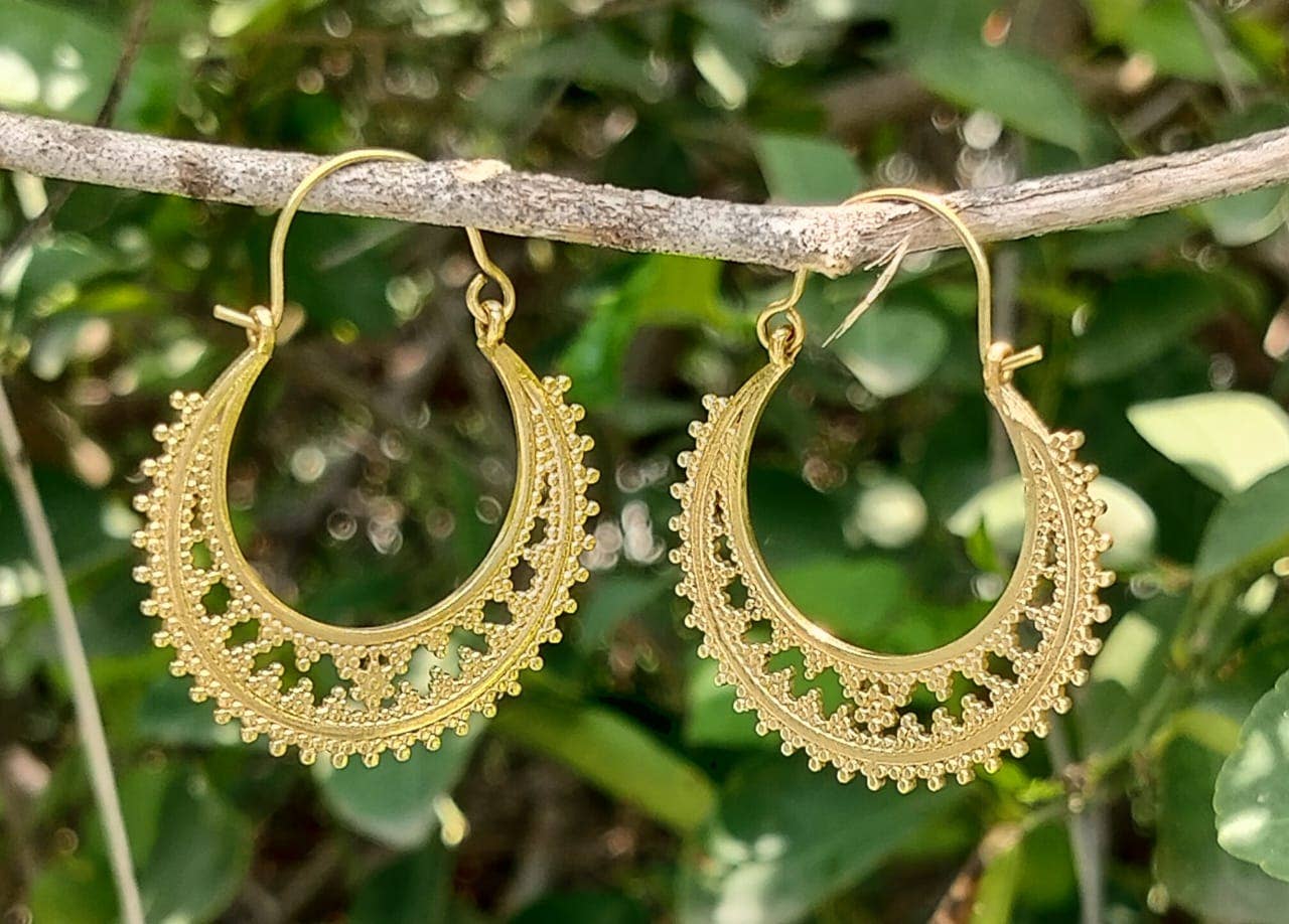 Bohemian Style Brass Hoop Earrings