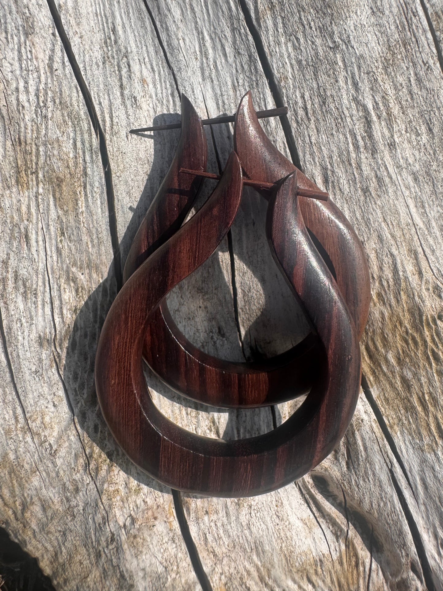 Wooden Tear Drop Earrings