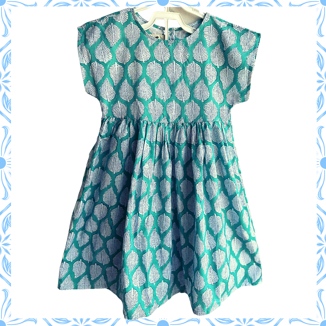 Girls Leaf Print Dress