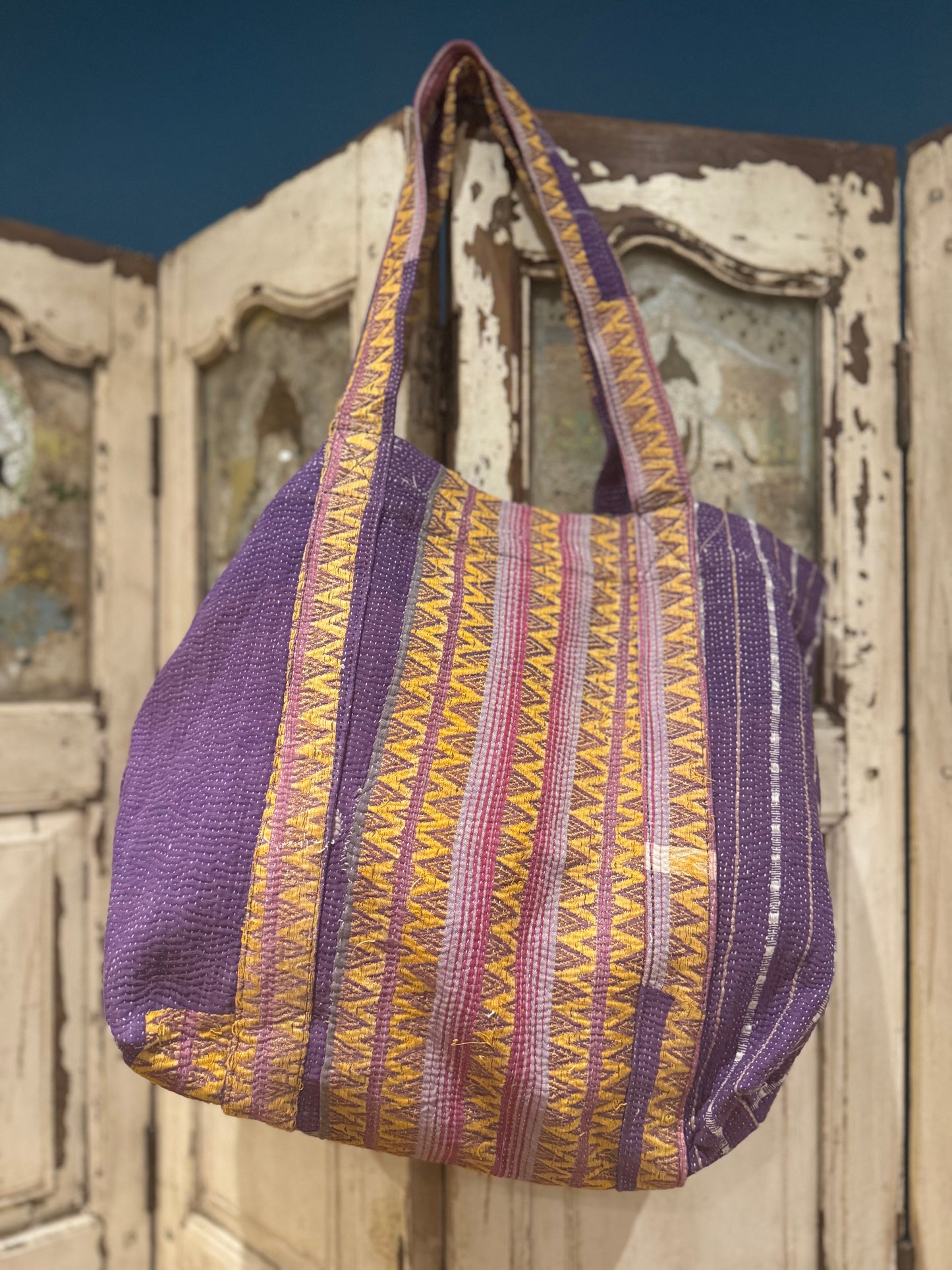Vintage Kantha Shopping Bag