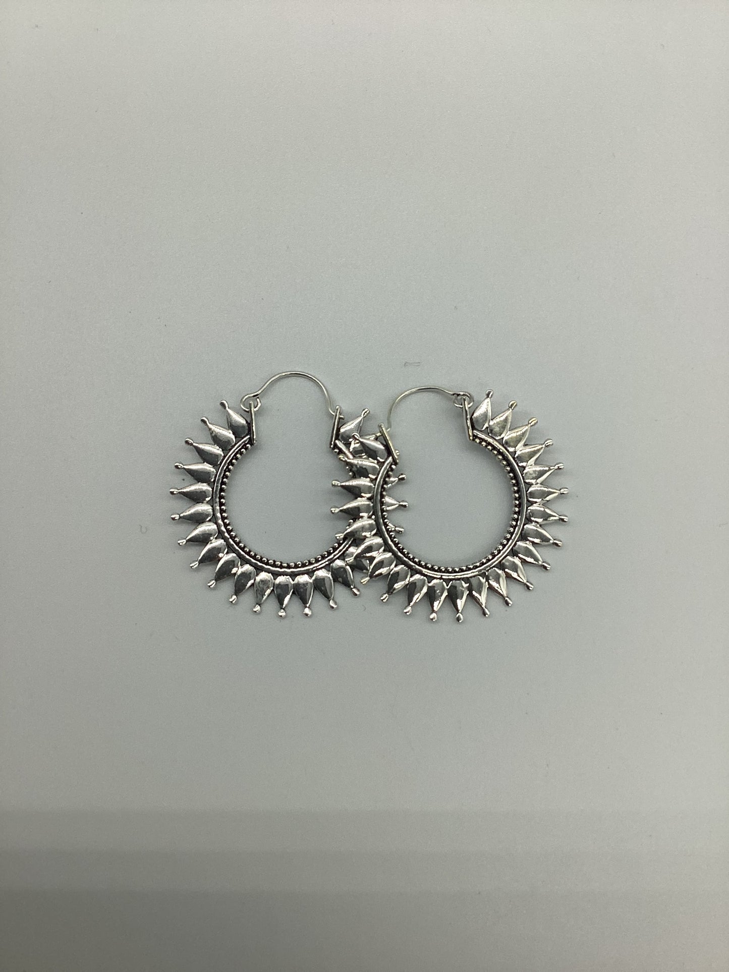 Silver Tribal Hoop Earrings