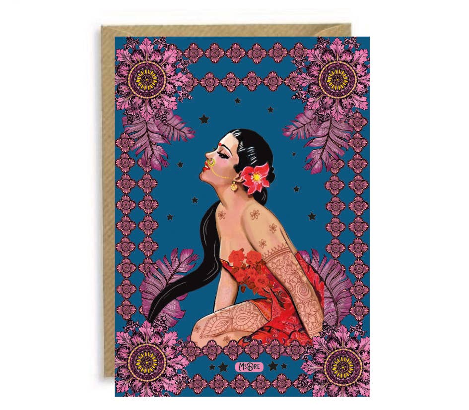 Henna Tattoo Indian Ethnic Goddess Greetings Card