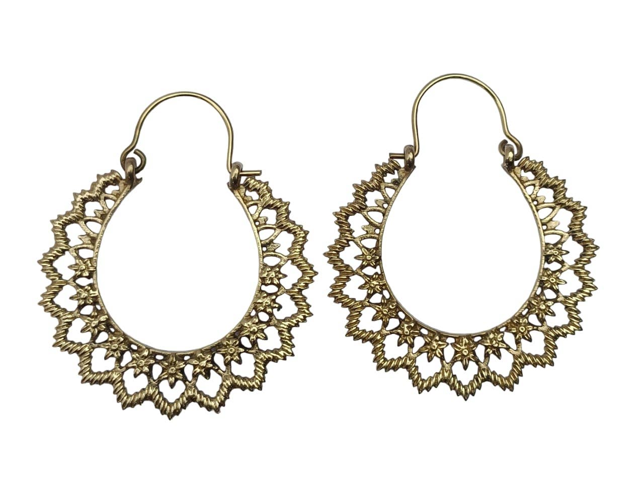 Indian Tribal Vintage Hoop Brass Earrings