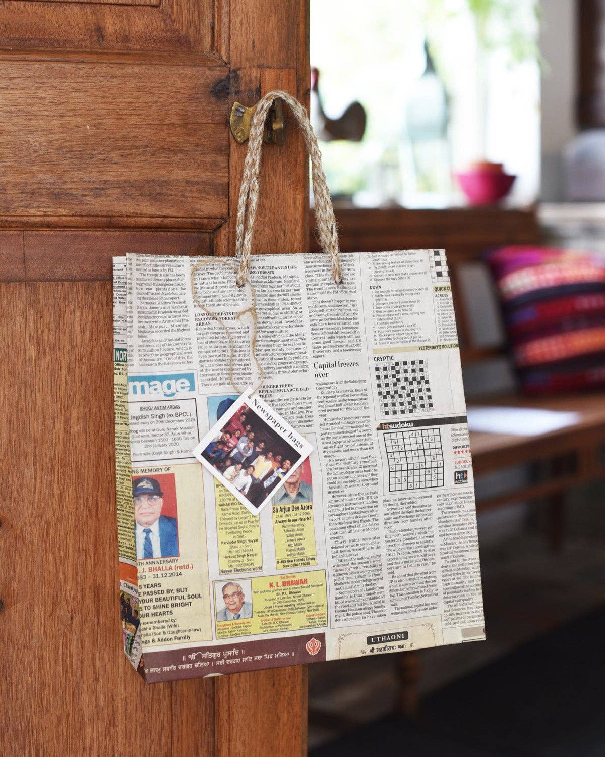 Repurposed Indian Newspaper Gift Bags