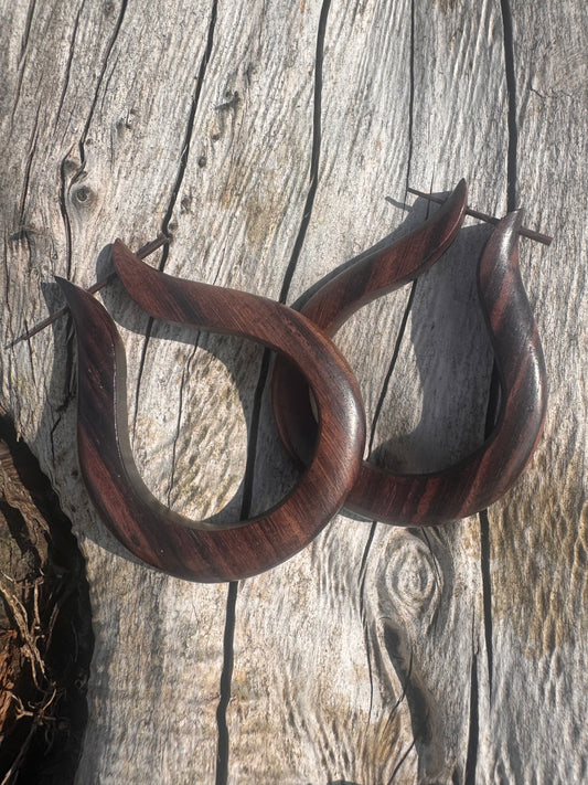 Wooden Tear Drop Earrings