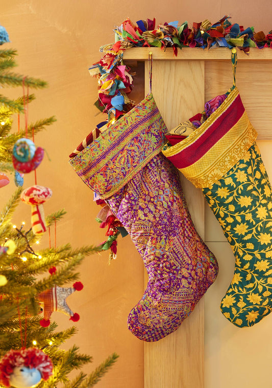 Recycled Sari Christmas Stocking
