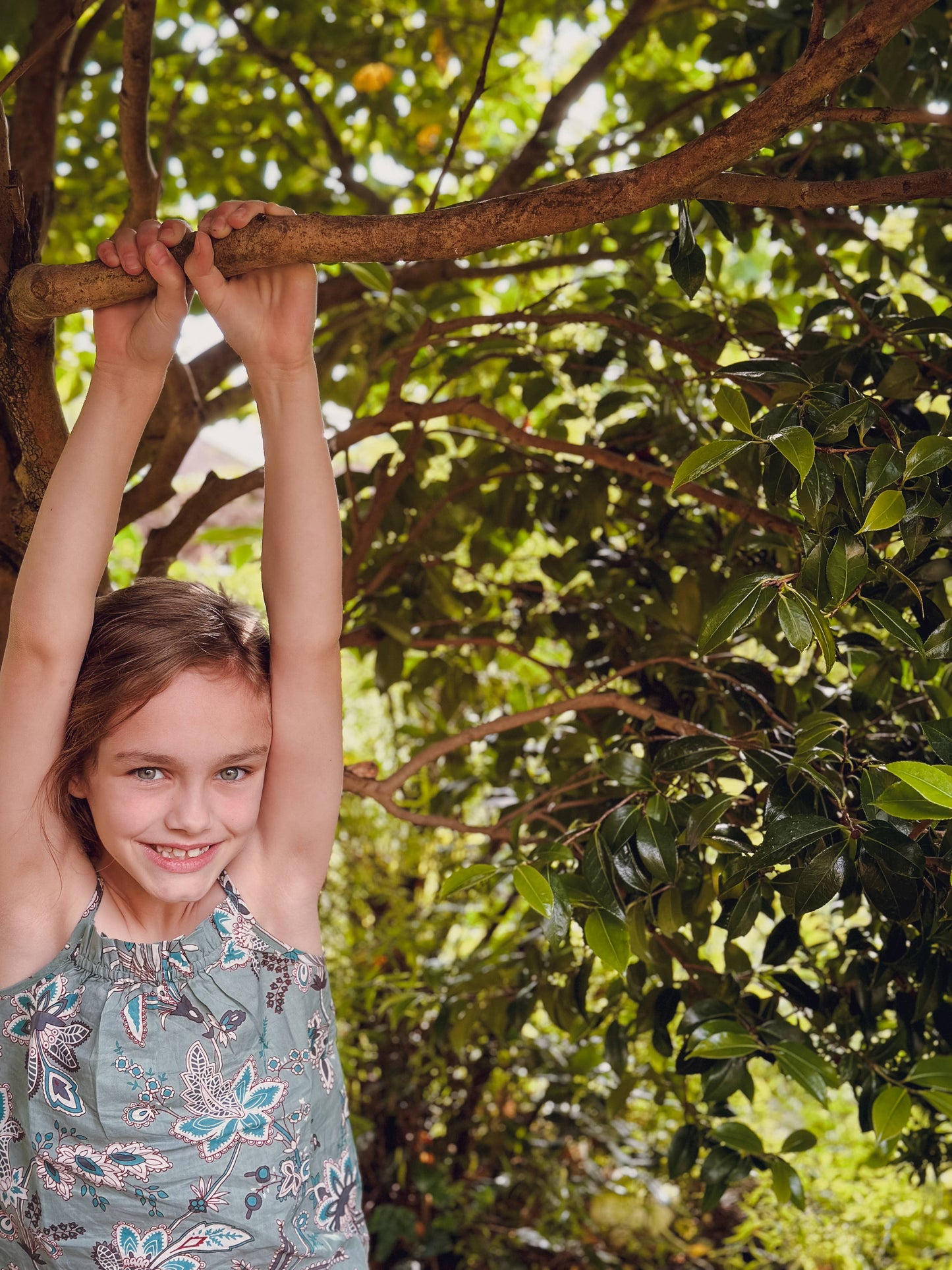 Girls Sun Top - Green Hand Block Printed