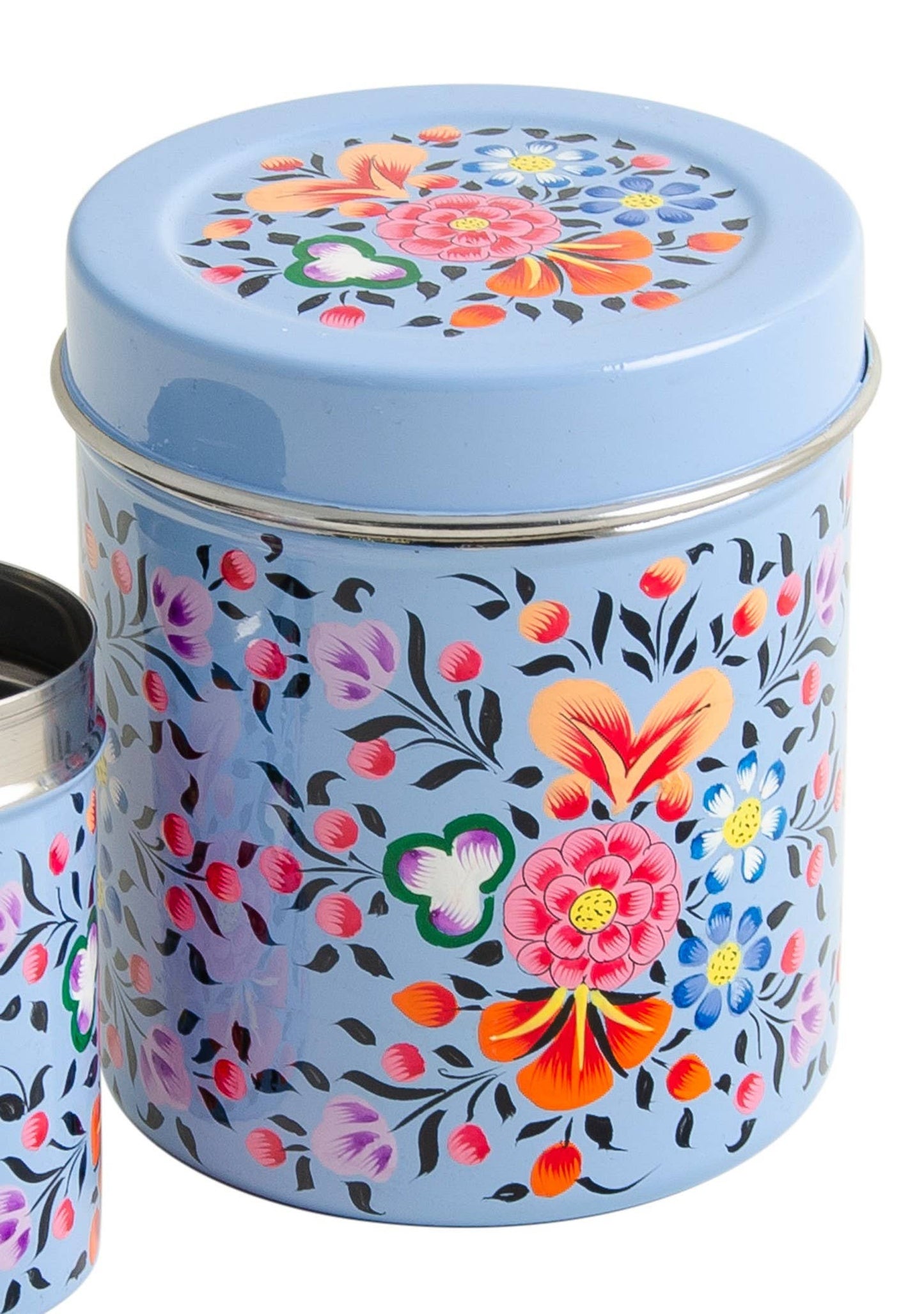 Hand Painted Enamel Tea Canister