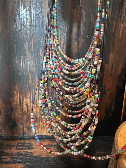 Glass Bead Waterfall Necklace