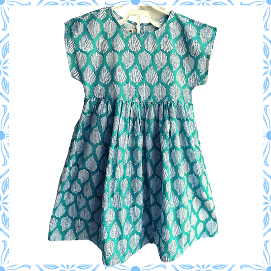 Girls Leaf Print Dress