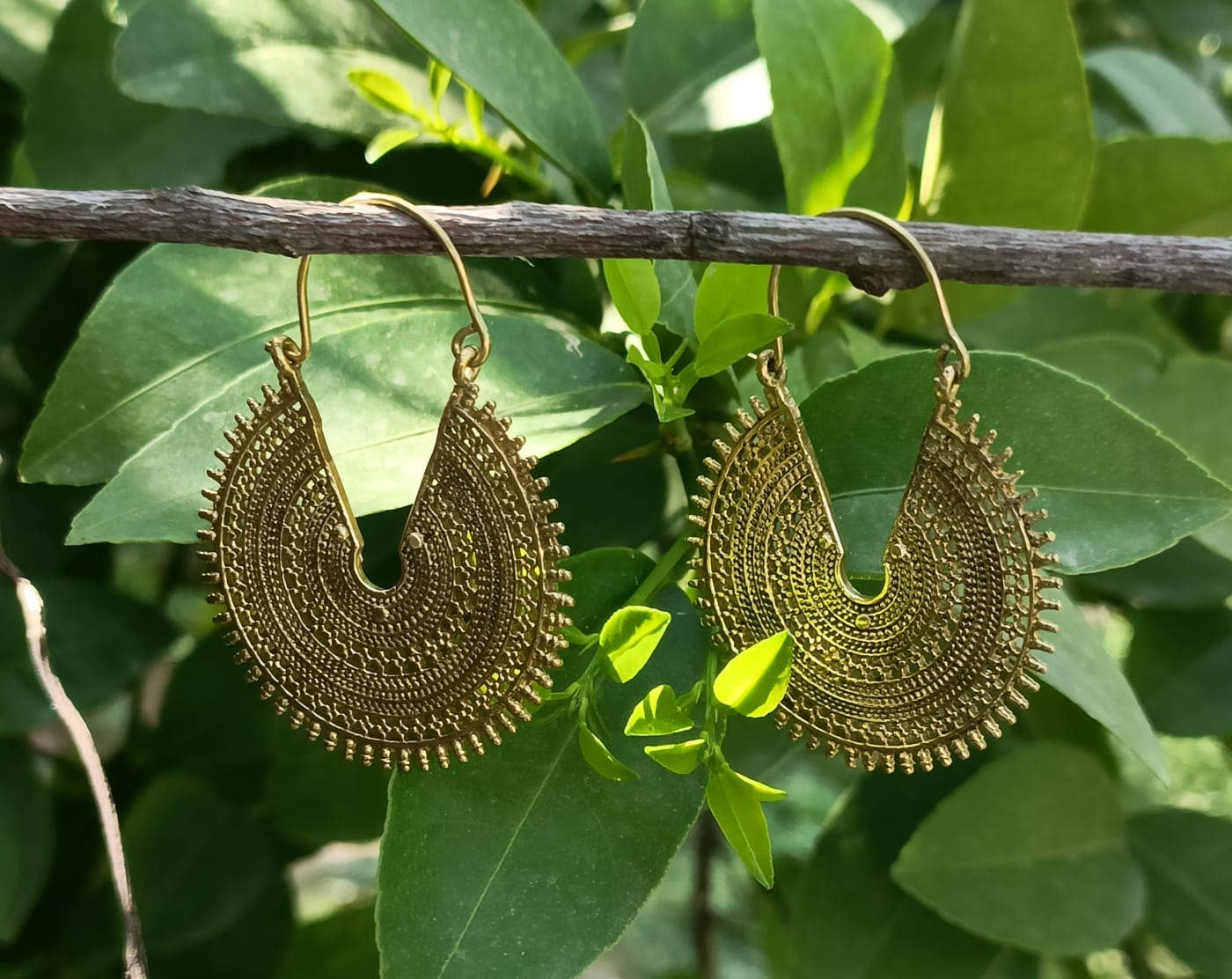 Tribal Brass Spiral Earrings