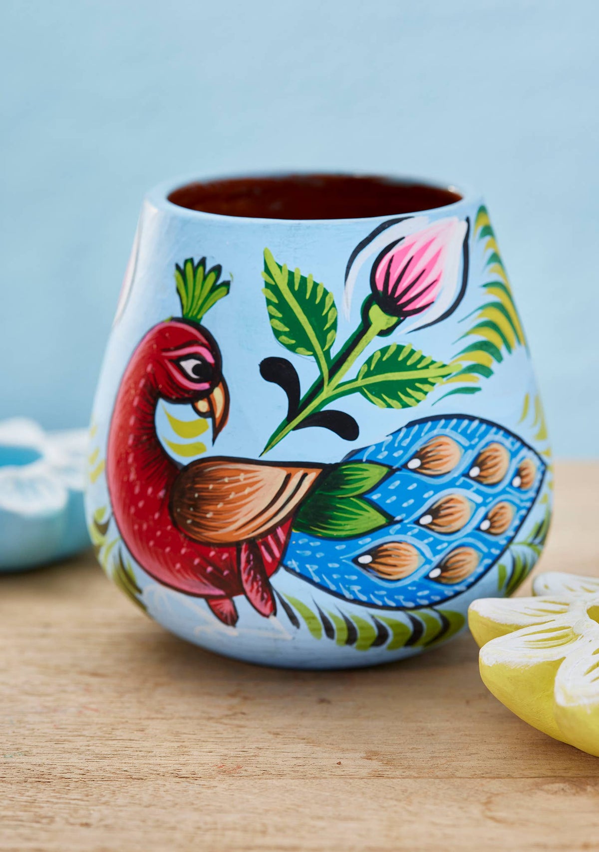 Shapla Handpainted Peacock Planter