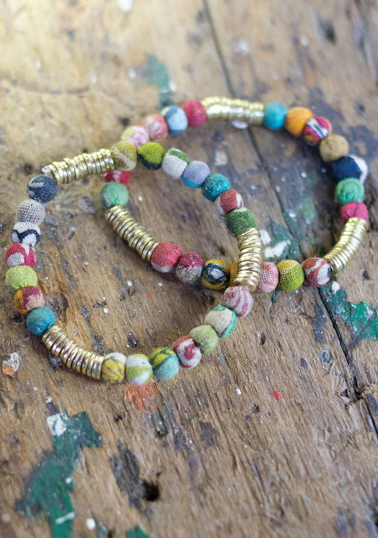 Recycled Fabric Bead Bracelet