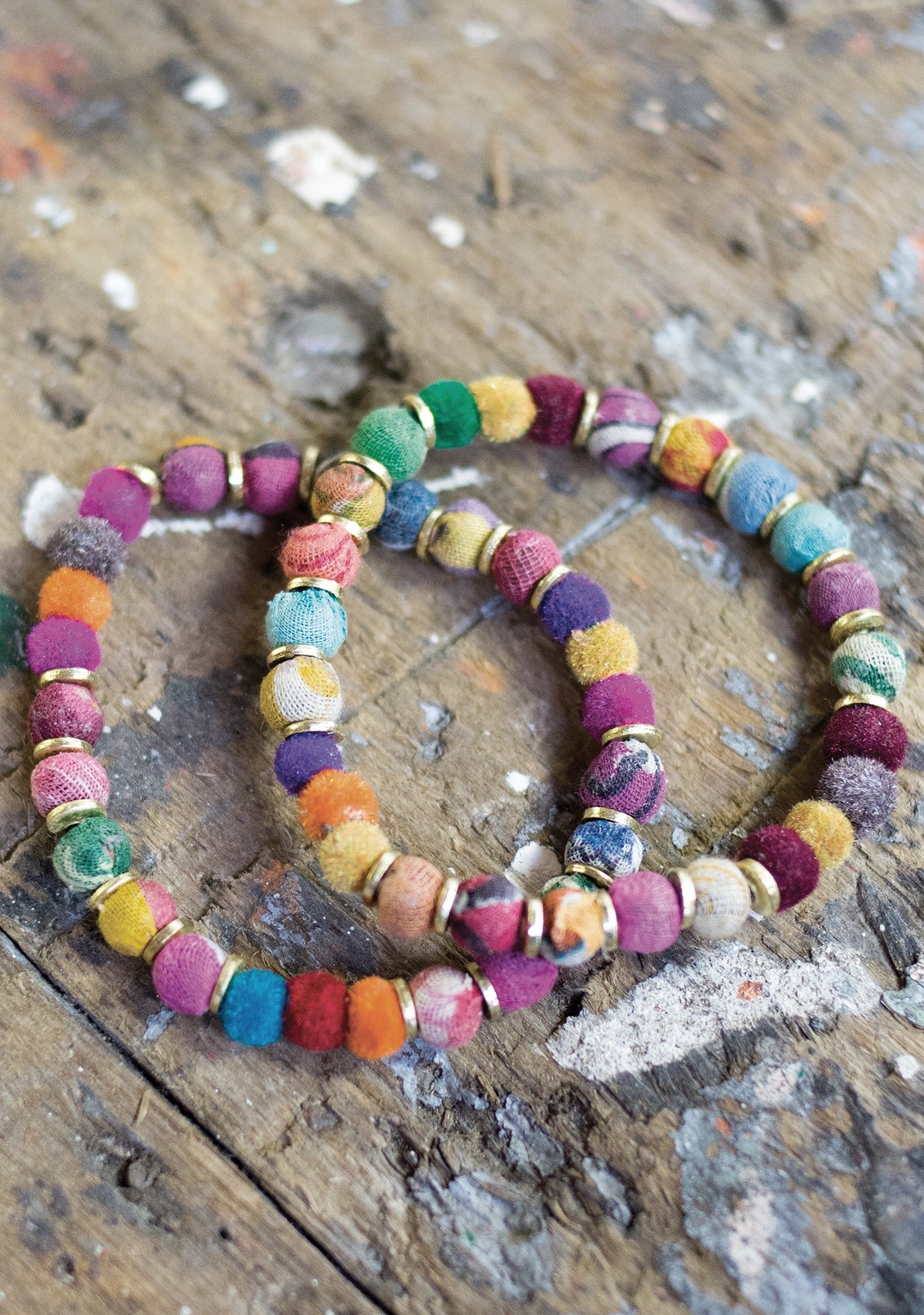 Recycled Fabric Bead Bracelet