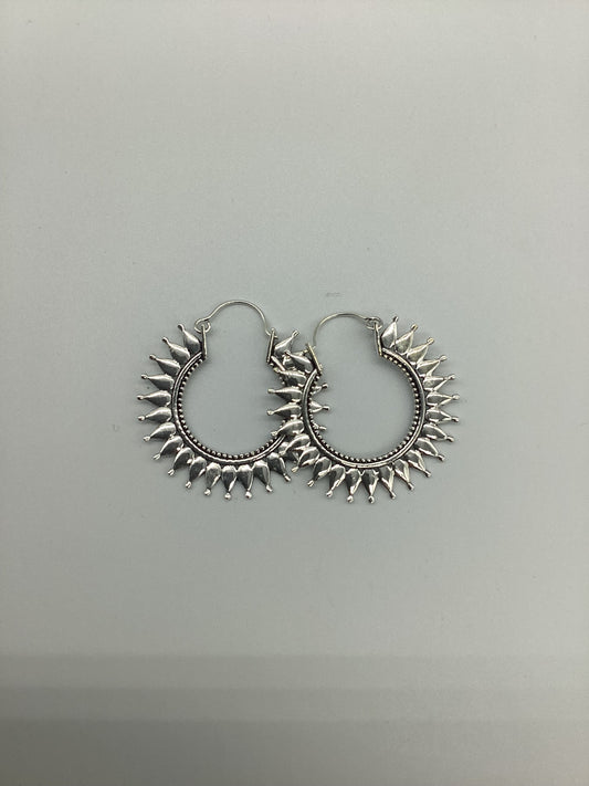 Silver Tribal Hoop Earrings