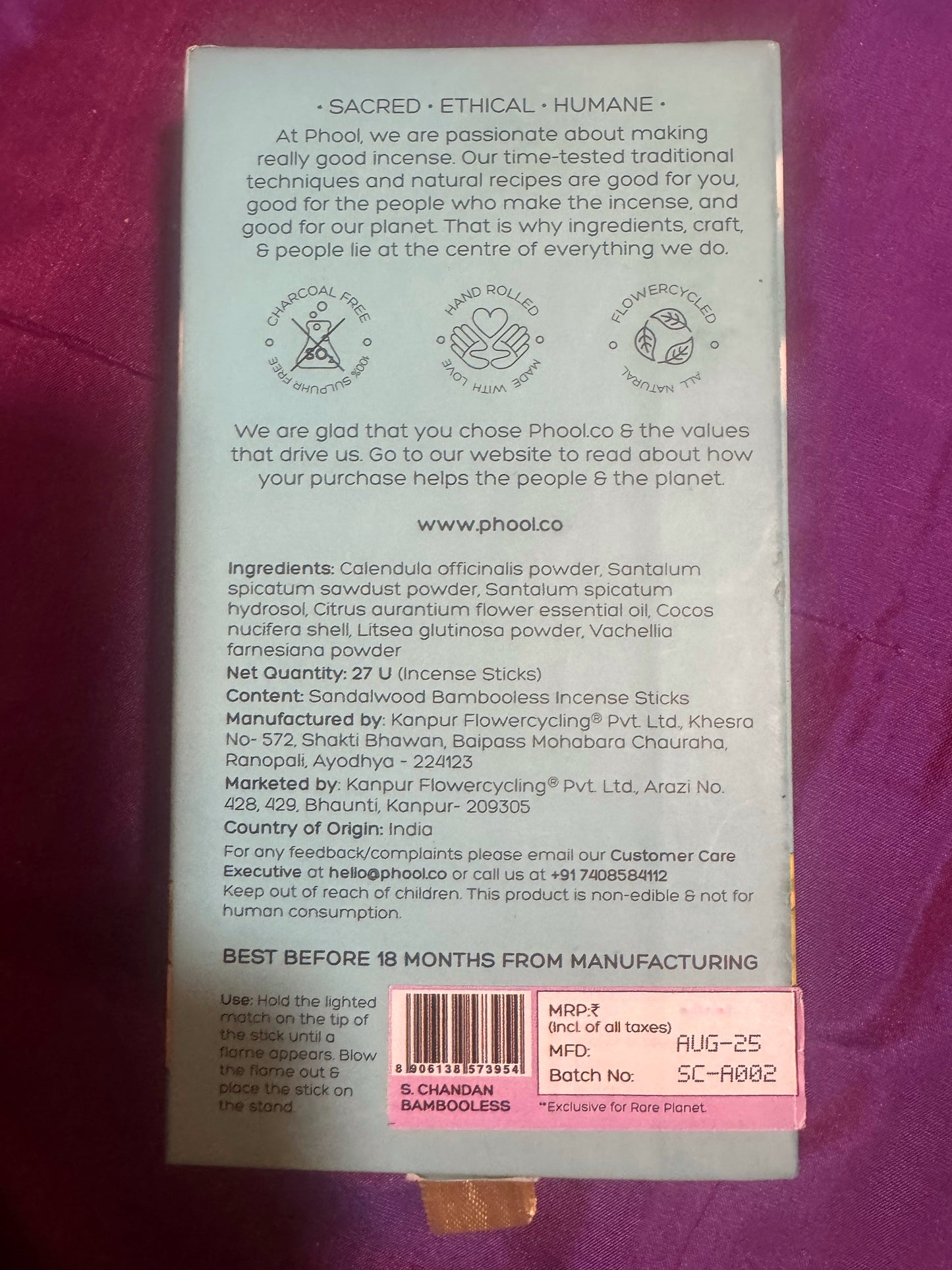 PHOOL Natural Incense Sticks Set